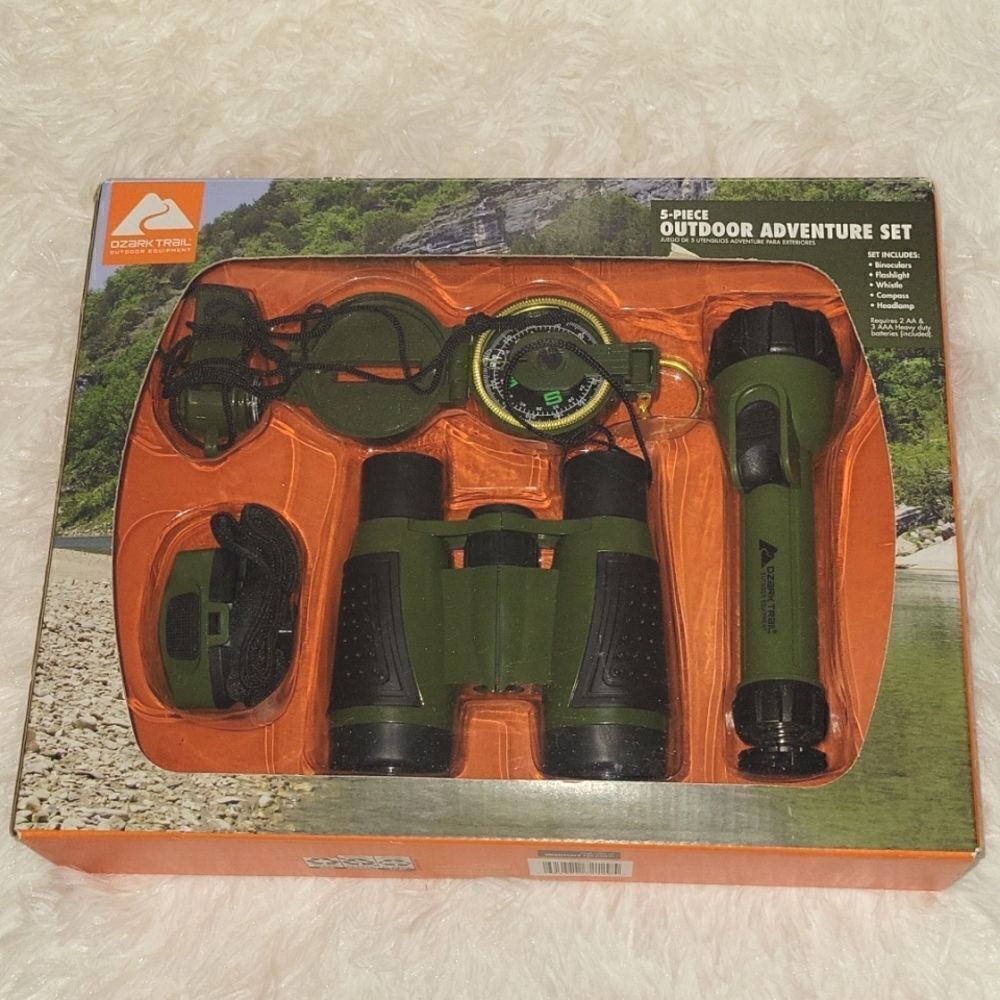 Ozark Trail 5 Piece Outdoor Adventure Set binoculars compass flashlight whistle